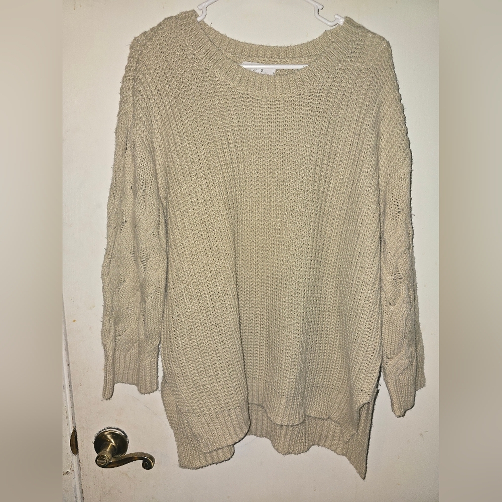 BB Dakota Cream Crew Neck Sweater with Ribbed Details